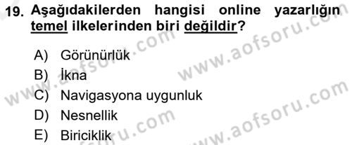 Reklamda Yaratıcılık ve Yazarlık Dersi 2015 - 2016 Yılı Tek Ders Sınav Soruları 19. Soru