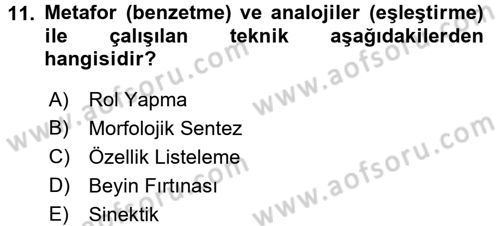 Reklamda Yaratıcılık ve Yazarlık Dersi 2016 - 2017 Yılı 3 Ders Sınav Soruları 11. Soru