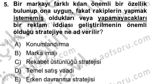 Reklamda Yaratıcılık ve Yazarlık Dersi 2016 - 2017 Yılı 3 Ders Sınav Soruları 5. Soru
