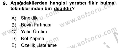 Reklamda Yaratıcılık ve Yazarlık Dersi 2016 - 2017 Yılı 3 Ders Sınav Soruları 9. Soru
