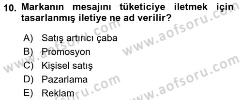 Reklamda Yaratıcılık ve Yazarlık Dersi 2016 - 2017 Yılı (Final) Dönem Sonu Sınav Soruları 10. Soru