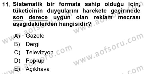 Reklamda Yaratıcılık ve Yazarlık Dersi 2016 - 2017 Yılı (Final) Dönem Sonu Sınav Soruları 11. Soru