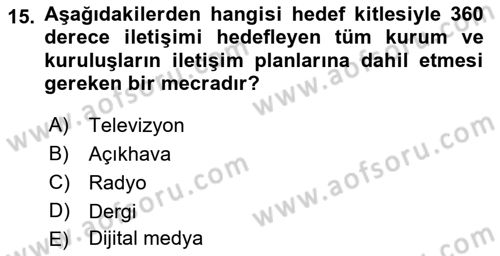 Reklamda Yaratıcılık ve Yazarlık Dersi 2016 - 2017 Yılı (Final) Dönem Sonu Sınav Soruları 15. Soru
