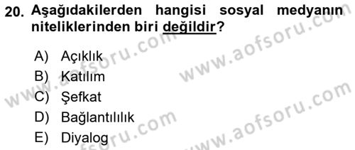 Reklamda Yaratıcılık ve Yazarlık Dersi 2016 - 2017 Yılı (Final) Dönem Sonu Sınav Soruları 20. Soru