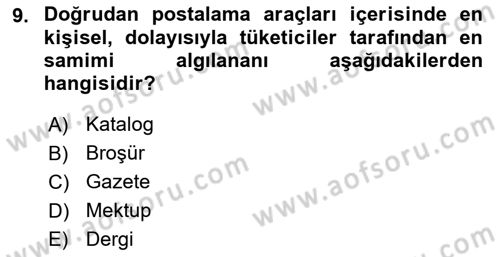 Reklamda Yaratıcılık ve Yazarlık Dersi 2016 - 2017 Yılı (Final) Dönem Sonu Sınav Soruları 9. Soru