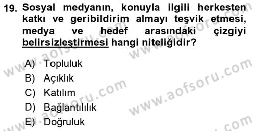 Reklamda Yaratıcılık ve Yazarlık Dersi 2017 - 2018 Yılı 3 Ders Sınav Soruları 19. Soru
