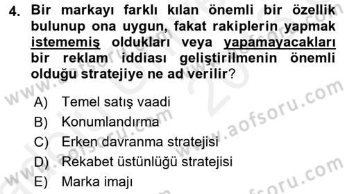 Reklamda Yaratıcılık ve Yazarlık Dersi 2017 - 2018 Yılı 3 Ders Sınav Soruları 4. Soru