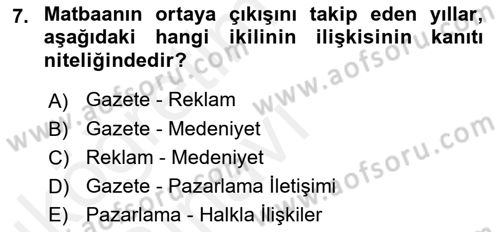 Reklamda Yaratıcılık ve Yazarlık Dersi 2017 - 2018 Yılı 3 Ders Sınav Soruları 7. Soru