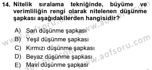 Reklamda Yaratıcılık ve Yazarlık Dersi 2017 - 2018 Yılı (Vize) Ara Sınavı 14. Soru