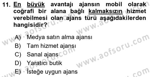 Reklamda Yaratıcılık ve Yazarlık Dersi 2017 - 2018 Yılı (Final) Dönem Sonu Sınav Soruları 11. Soru