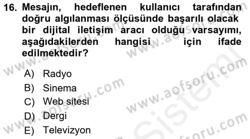Reklamda Yaratıcılık ve Yazarlık Dersi 2017 - 2018 Yılı (Final) Dönem Sonu Sınav Soruları 16. Soru