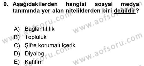Reklamda Yaratıcılık ve Yazarlık Dersi 2017 - 2018 Yılı (Final) Dönem Sonu Sınav Soruları 9. Soru