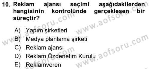 Reklamda Yaratıcılık ve Yazarlık Dersi 2018 - 2019 Yılı 3 Ders Sınav Soruları 10. Soru