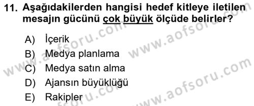 Reklamda Yaratıcılık ve Yazarlık Dersi 2018 - 2019 Yılı 3 Ders Sınav Soruları 11. Soru