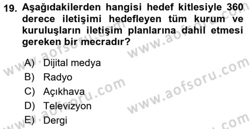 Reklamda Yaratıcılık ve Yazarlık Dersi 2018 - 2019 Yılı 3 Ders Sınav Soruları 19. Soru