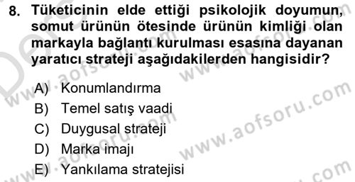 Reklamda Yaratıcılık ve Yazarlık Dersi 2018 - 2019 Yılı 3 Ders Sınav Soruları 8. Soru