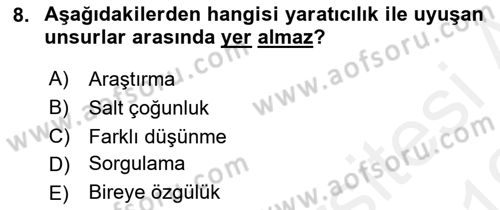 Reklamda Yaratıcılık ve Yazarlık Dersi 2018 - 2019 Yılı (Vize) Ara Sınavı 8. Soru