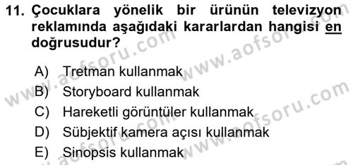 Reklamda Yaratıcılık ve Yazarlık Dersi 2018 - 2019 Yılı (Final) Dönem Sonu Sınav Soruları 11. Soru