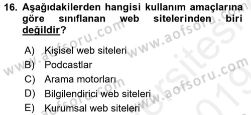 Reklamda Yaratıcılık ve Yazarlık Dersi 2018 - 2019 Yılı (Final) Dönem Sonu Sınav Soruları 16. Soru