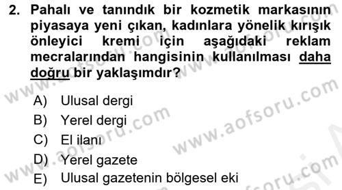 Reklamda Yaratıcılık ve Yazarlık Dersi 2018 - 2019 Yılı (Final) Dönem Sonu Sınav Soruları 2. Soru