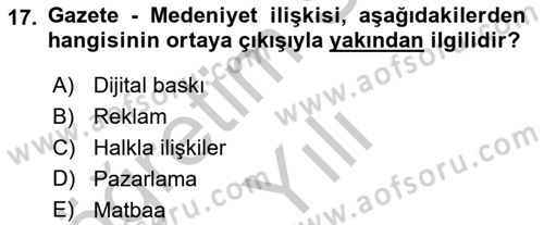 Reklamda Yaratıcılık ve Yazarlık Dersi 2018 - 2019 Yılı Yaz Okulu Sınavı 17. Soru