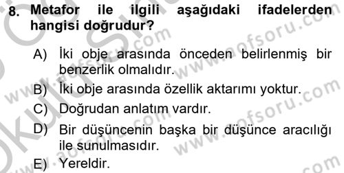Reklamda Yaratıcılık ve Yazarlık Dersi 2018 - 2019 Yılı Yaz Okulu Sınav Soruları 8. Soru