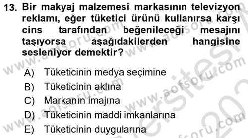 Reklamda Yaratıcılık ve Yazarlık Dersi 2020 - 2021 Yılı Yaz Okulu Sınav Soruları 13. Soru