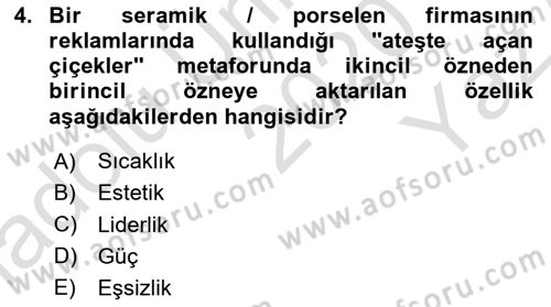 Reklamda Yaratıcılık ve Yazarlık Dersi 2020 - 2021 Yılı Yaz Okulu Sınav Soruları 4. Soru