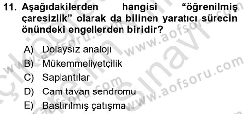Reklamda Yaratıcılık ve Yazarlık Dersi 2021 - 2022 Yılı (Vize) Ara Sınav Soruları 11. Soru
