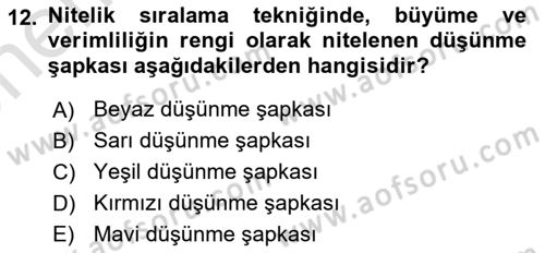 Reklamda Yaratıcılık ve Yazarlık Dersi 2021 - 2022 Yılı (Vize) Ara Sınav Soruları 12. Soru