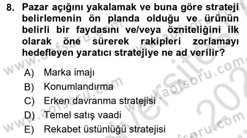 Reklamda Yaratıcılık ve Yazarlık Dersi 2021 - 2022 Yılı (Vize) Ara Sınav Soruları 8. Soru