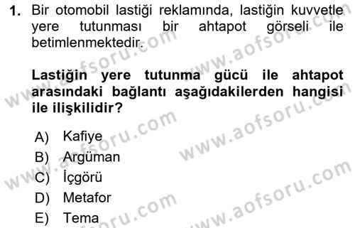 Reklamda Yaratıcılık ve Yazarlık Dersi 2021 - 2022 Yılı (Final) Dönem Sonu Sınav Soruları 1. Soru