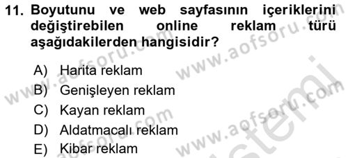 Reklamda Yaratıcılık ve Yazarlık Dersi 2021 - 2022 Yılı (Final) Dönem Sonu Sınav Soruları 11. Soru