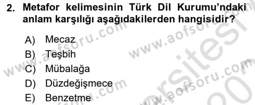 Reklamda Yaratıcılık ve Yazarlık Dersi 2021 - 2022 Yılı (Final) Dönem Sonu Sınav Soruları 2. Soru