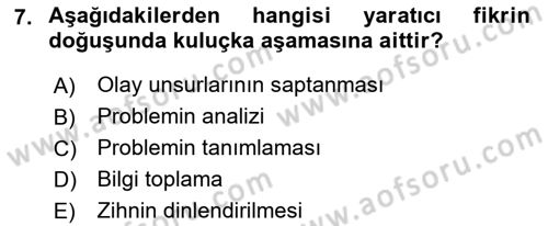 Reklamda Yaratıcılık ve Yazarlık Dersi 2021 - 2022 Yılı (Final) Dönem Sonu Sınav Soruları 7. Soru