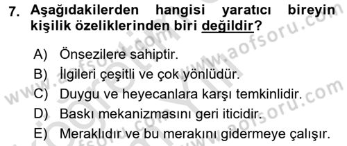 Reklamda Yaratıcılık ve Yazarlık Dersi 2021 - 2022 Yılı Yaz Okulu Sınav Soruları 7. Soru