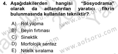 Reklamda Yaratıcılık ve Yazarlık Dersi 2022 - 2023 Yılı Yaz Okulu Sınav Soruları 4. Soru