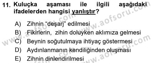 Reklamda Yaratıcılık ve Yazarlık Dersi 2023 - 2024 Yılı (Vize) Ara Sınav Soruları 11. Soru
