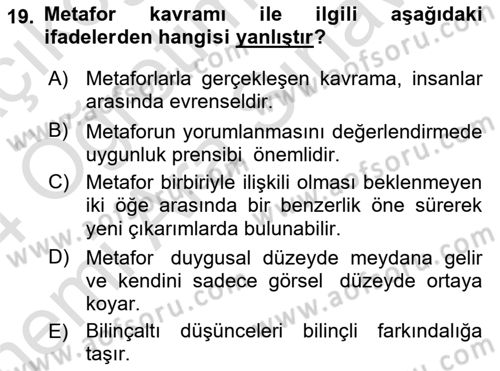 Reklamda Yaratıcılık ve Yazarlık Dersi 2023 - 2024 Yılı (Vize) Ara Sınav Soruları 19. Soru