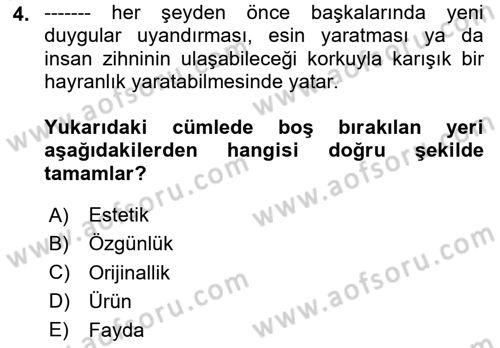 Reklamda Yaratıcılık ve Yazarlık Dersi 2023 - 2024 Yılı (Vize) Ara Sınavı 4. Soru