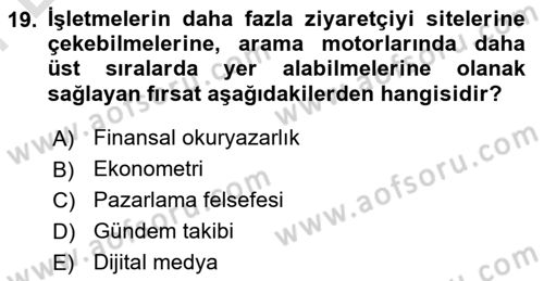 Reklamda Yaratıcılık ve Yazarlık Dersi 2023 - 2024 Yılı (Final) Dönem Sonu Sınav Soruları 19. Soru