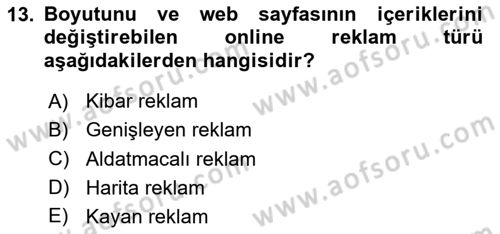 Reklamda Yaratıcılık ve Yazarlık Dersi 2023 - 2024 Yılı Yaz Okulu Sınav Soruları 13. Soru