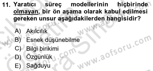 Reklamda Yaratıcılık ve Yazarlık Dersi 2024 - 2025 Yılı (Vize) Ara Sınav Soruları 11. Soru