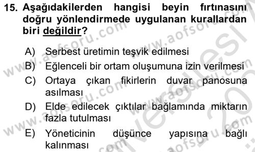 Reklamda Yaratıcılık ve Yazarlık Dersi 2024 - 2025 Yılı (Vize) Ara Sınav Soruları 15. Soru