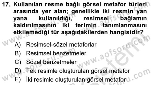 Reklamda Yaratıcılık ve Yazarlık Dersi 2024 - 2025 Yılı (Vize) Ara Sınav Soruları 17. Soru
