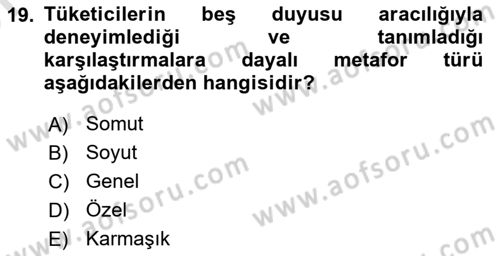 Reklamda Yaratıcılık ve Yazarlık Dersi 2024 - 2025 Yılı (Vize) Ara Sınav Soruları 19. Soru
