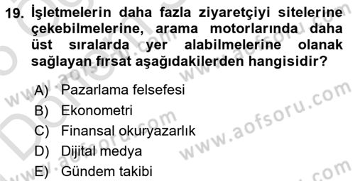 Reklamda Yaratıcılık ve Yazarlık Dersi 2024 - 2025 Yılı (Final) Dönem Sonu Sınav Soruları 19. Soru