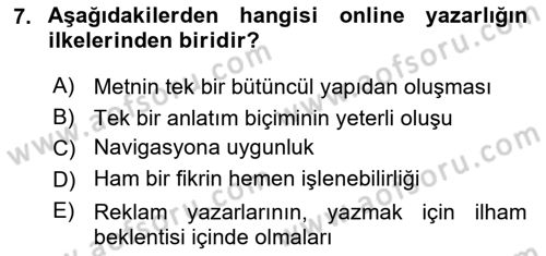 Reklamda Yaratıcılık ve Yazarlık Dersi 2024 - 2025 Yılı (Final) Dönem Sonu Sınav Soruları 7. Soru