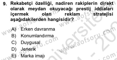 Reklamda Yaratıcılık ve Yazarlık Dersi 2024 - 2025 Yılı (Final) Dönem Sonu Sınav Soruları 9. Soru
