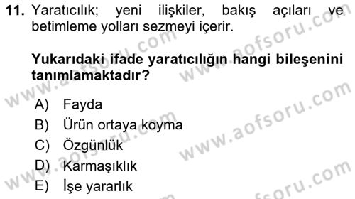 Reklamda Yaratıcılık ve Yazarlık Dersi 2024 - 2025 Yılı Yaz Okulu Sınav Soruları 11. Soru